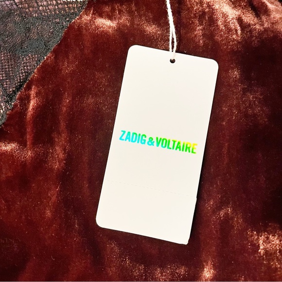 NWT Zadig & Voltaire Risty Velvet Bordeaux Lace Maxi Dress - Picture 11 of 13